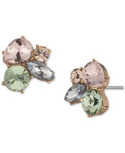 Givenchy Gold-tone Mixed Crystal Cluster Stud Earrings In Multi