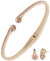 Givenchy Gold-tone Mixed Crystal Cuff Bracelet & Stud Earrings Set In Lt,paspink