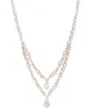 Givenchy Gold-tone Mixed Cubic Zirconia Layered Statement Necklace, 16" + 3" Extender In Silver,white