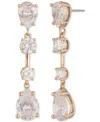 Givenchy Gold-tone Mixed Cubic Zirconia Linear Drop Earrings In Silver,white