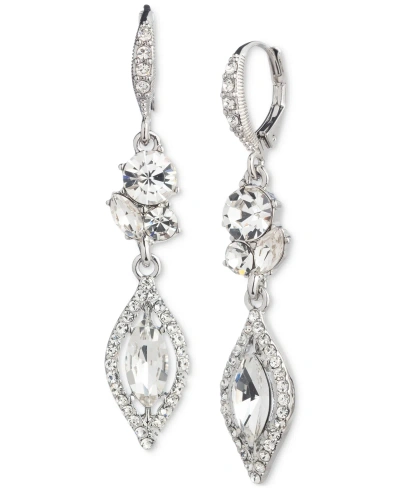 Givenchy Gold-tone Pave & Color Crystal Double Drop Earrings In White