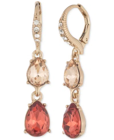 Givenchy Gold-tone Pave & Stone Double Drop Earrings In Neutral
