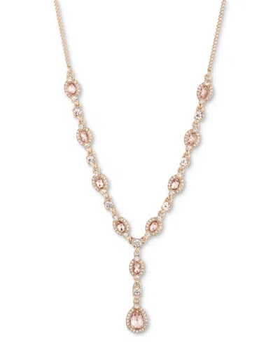 Givenchy Gold-tone Pave & Stone Lariat Necklace, 16" + 3" Extender In Lt,paspink