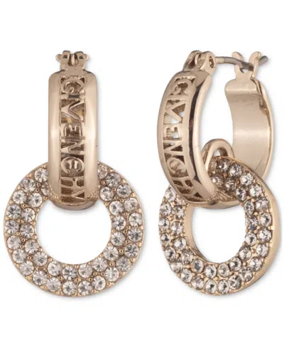 Givenchy Gold-tone Pave Link Charm Logo Hoop Earrings