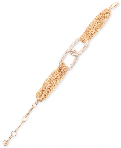 Givenchy Gold-tone Pave Link Multi-chain Flex Bracelet In Crystal Wh