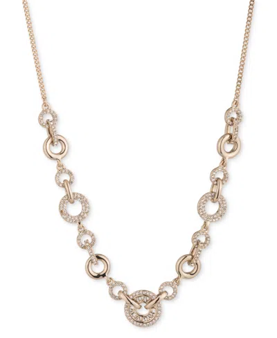 Givenchy Gold-tone Pave Logo Link Statement Necklace, 16" + 3" Extender