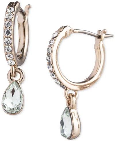 Givenchy Gold-tone Pear-shape Crystal Charm Huggie Hoop Earrings In Lt.green