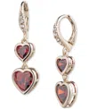 Givenchy Gold-tone Red Cubic Zirconia Heart Double Drop Earrings In Bright Red
