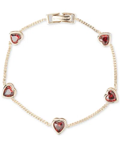 Givenchy Gold-tone Red Cubic Zirconia Heart Flex Bracelet In Bright Red