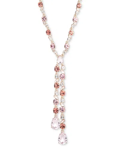 Givenchy Gold-tone Rose Crystal Lariat Necklace, 20" + 3" Extender