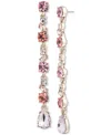 GIVENCHY GOLD-TONE ROSE CRYSTAL LONG LINEAR DROP EARRINGS