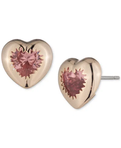 Givenchy Gold-tone Stone Heart Statement Stud Earrings In Wine