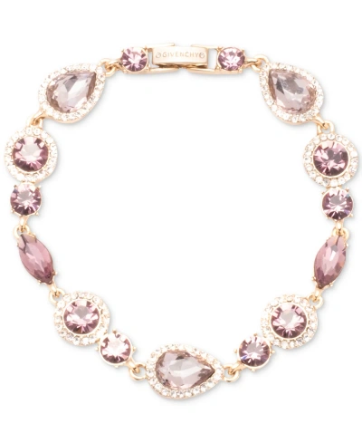 Givenchy Gold-tone Teardrop Round Crystal Flex Bracelet In Pink