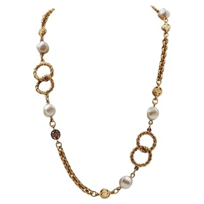 Pre-owned Givenchy Gold W Pearl Necklace In Multi