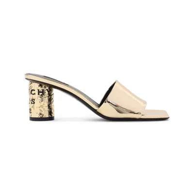 Givenchy Golden Calf Leather Mules In Multi
