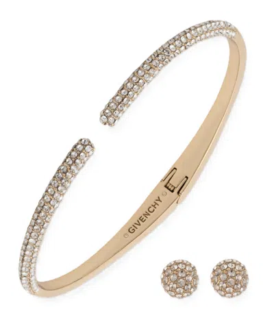Givenchy Gold-tone Crystal Pave Bracelet And Earring Set