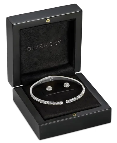 Givenchy Gold-tone Crystal Pave Bracelet And Earring Set In Silver