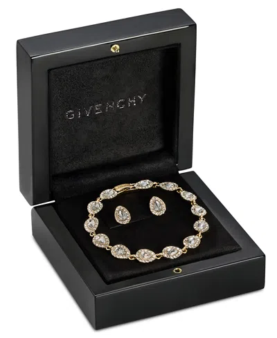 Givenchy Gold-tone Crystal Siam Pear Stone Stud Earring And Bracelet Set