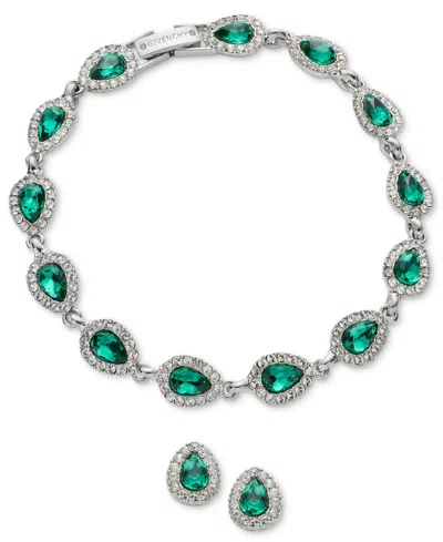 Givenchy Gold-tone Crystal Siam Pear Stone Stud Earring And Bracelet Set In Multi