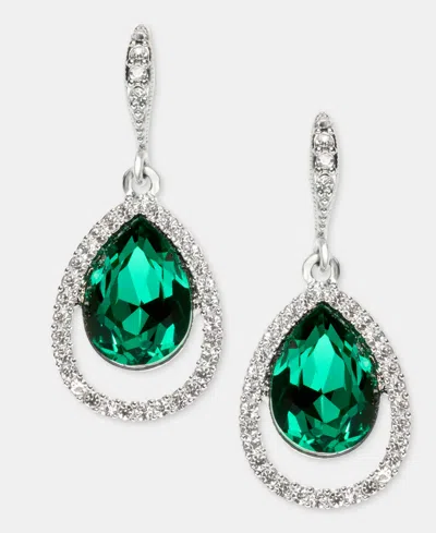 Givenchy Gold-tone Mixed Metal Crystal Open Pave Pear Drop Earrings In Green