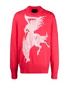 Givenchy Gothic-print Knitted Long-sleeve Jumper In Red
