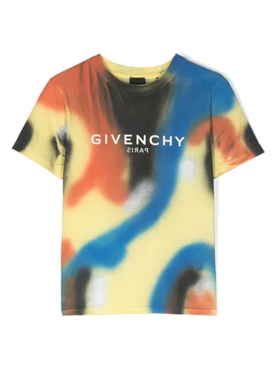 Givenchy Kids' Graffiti-effect Logo-print T-shirt In Yellow