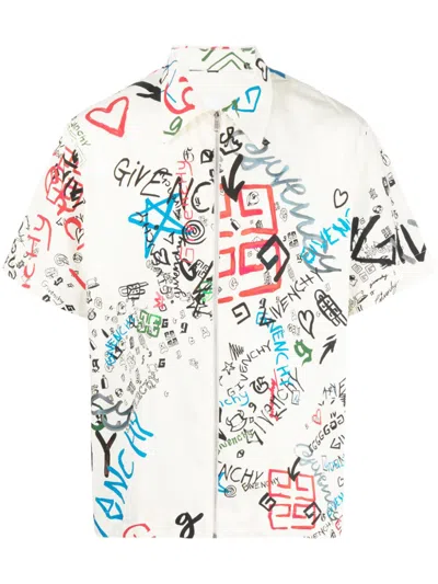 Givenchy Graffity Graphic Print Short Sleeved Shirt In Multi
