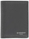 Givenchy Grain Leather Card Holder In Gray
