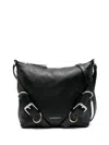 Givenchy Grained Black Calf Leather Shoulder Bag With Decorative Buckle
