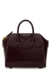 Givenchy Grape Leather Mini Antigona Handbag In Burgundy