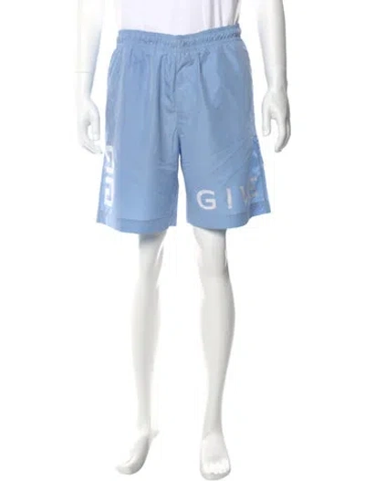 Pre-owned Givenchy Graphic Print Athletic Shorts In Blue