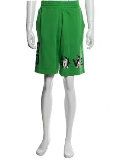 Pre-owned Givenchy Graphic Print Athletic Shorts W/ Tags In Green