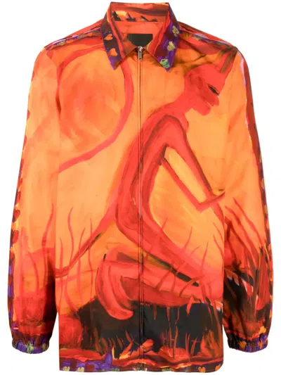 Givenchy Graphic-print Button-up Shirt In Red