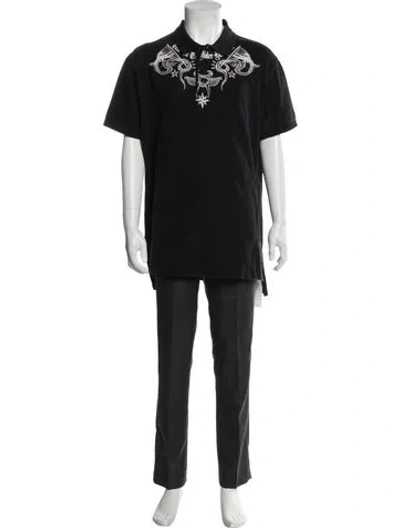 Pre-owned Givenchy Graphic Print Collar Polo Shirt In Black