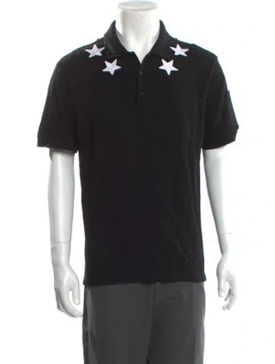 Pre-owned Givenchy Graphic Print Collar Polo Shirt In Black