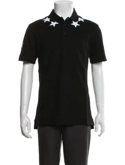 Pre-owned Givenchy Graphic Print Collar Polo Shirt In Black