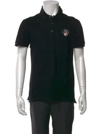 Pre-owned Givenchy Graphic Print Collar Polo Shirt In Black