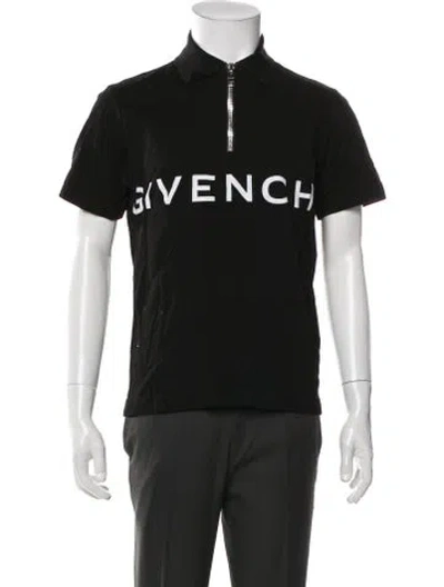 Pre-owned Givenchy Graphic Print Collar Polo Shirt In Black