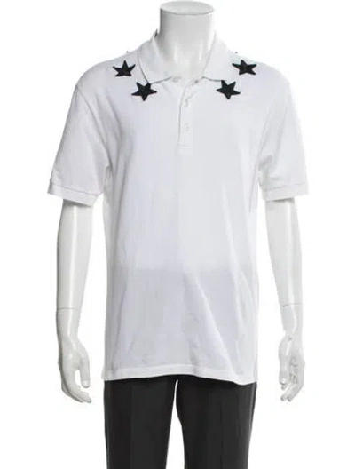 Pre-owned Givenchy Graphic Print Collar Polo Shirt In White
