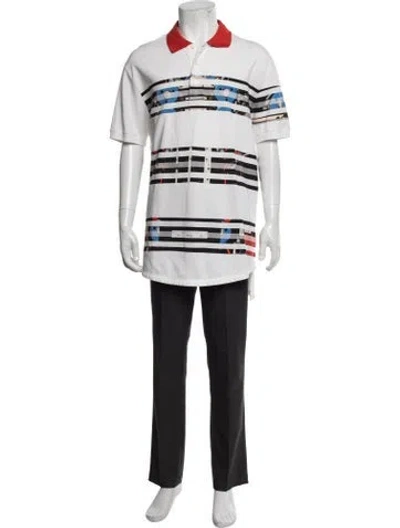 Pre-owned Givenchy Graphic Print Collar Polo Shirt In White