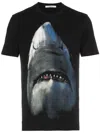 Givenchy Shark Print Cotton Short Sleeve T Shirt In Black