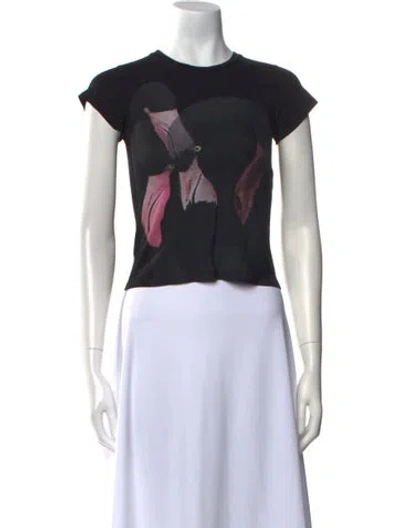 Pre-owned Givenchy Graphic Print Crew Neck Crop Top In Black