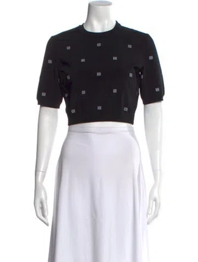 Pre-owned Givenchy Graphic Print Crew Neck Crop Top In Black