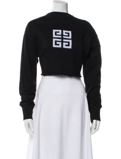 Pre-owned Givenchy Graphic Print Crew Neck Crop Top In Black