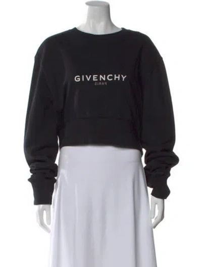 Pre-owned Givenchy Graphic Print Crew Neck Crop Top In Black