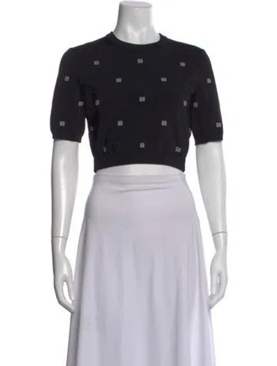 Pre-owned Givenchy Graphic Print Crew Neck Crop Top In Black