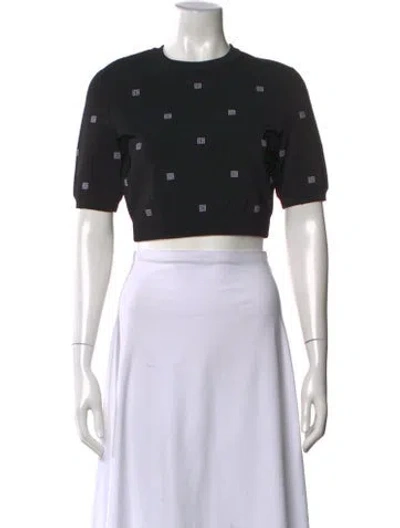 Pre-owned Givenchy Graphic Print Crew Neck Crop Top In Black