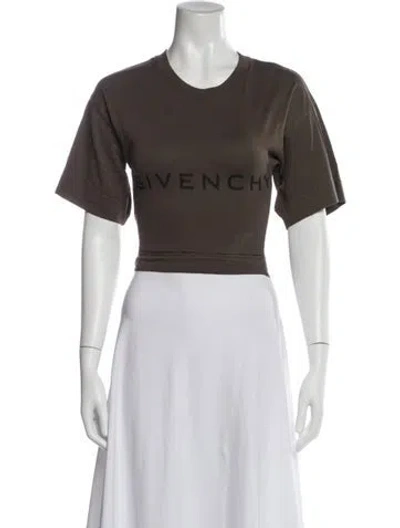 Pre-owned Givenchy Graphic Print Crew Neck Crop Top In Brown