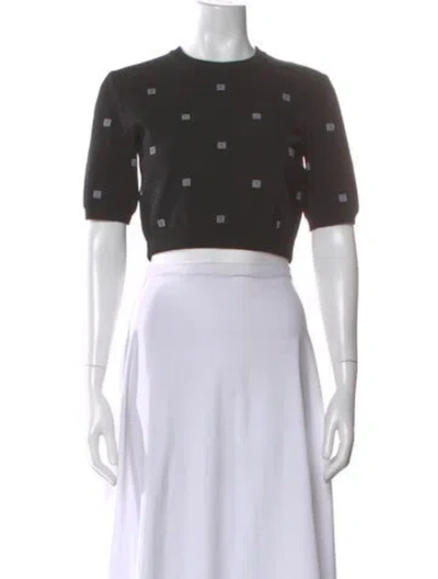Pre-owned Givenchy Graphic Print Crew Neck Crop Top In Gray