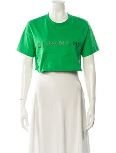 Pre-owned Givenchy Graphic Print Crew Neck Crop Top In Green